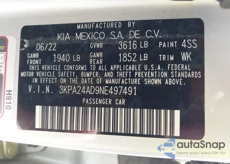 2022 Kia Rio Lx from USA, damaged, VIN 3KPA24AD9NE497491